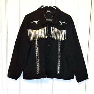 Spirit Black Western Costume Jacket with Silver Fringe